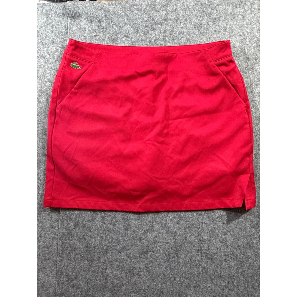 Lacoste Sport Women's Red Active Skort Golf Tennis Size 38 Pocketed Athletic